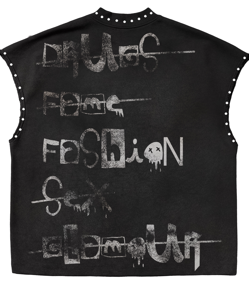 GODFA7HER Graphic Studded Tank Top Tee - "Don of Fashion"
